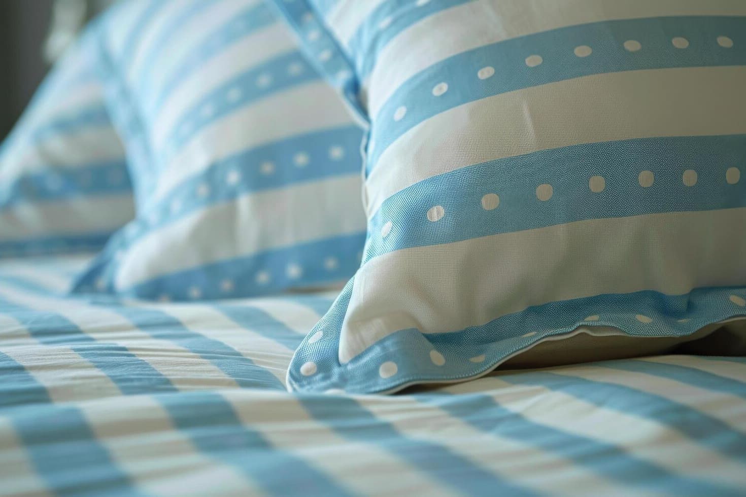 Prześcieradło Bawełniane Blue Dots & Checks – Błękitny Wzór